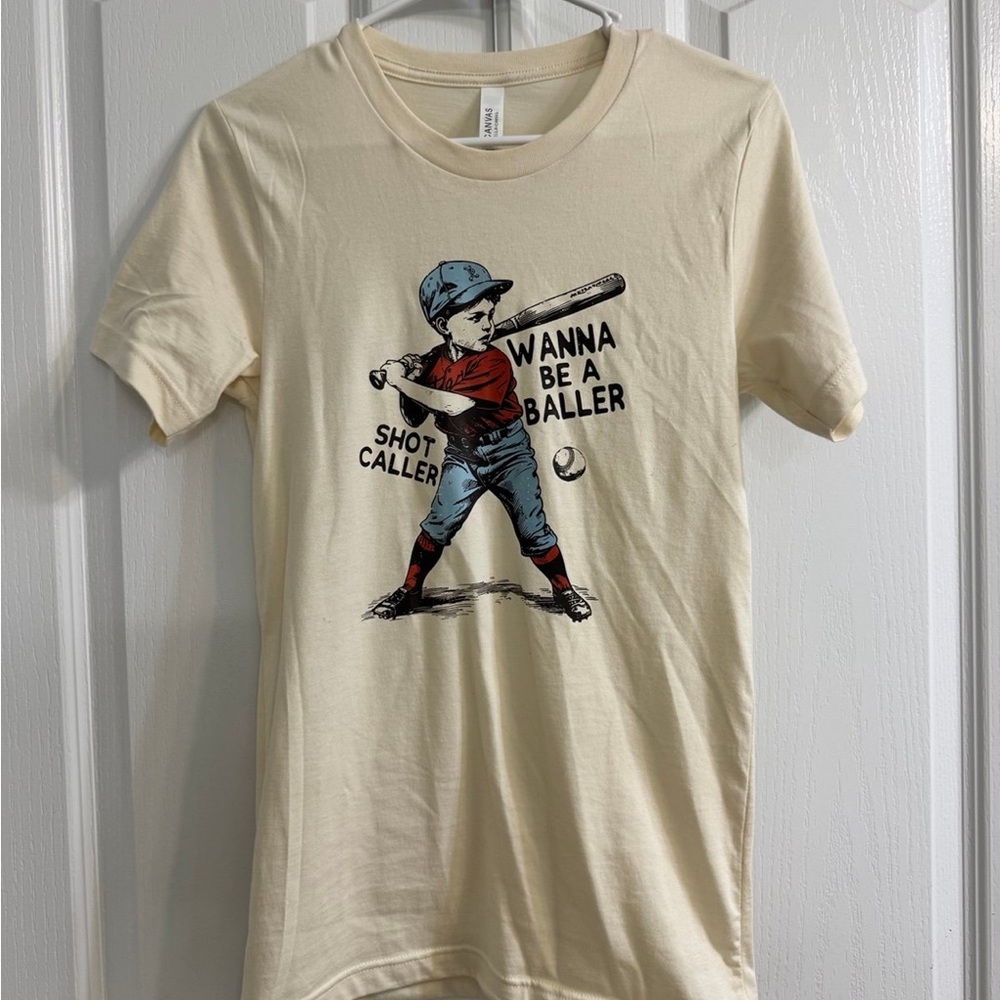 “Wanna Be a Baller” Vintage Baseball Tee – Women’s XS